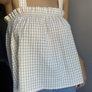 MbyM Yellow & White Checker Gingham Baby Doll Top Size XS Spring Sleeveless